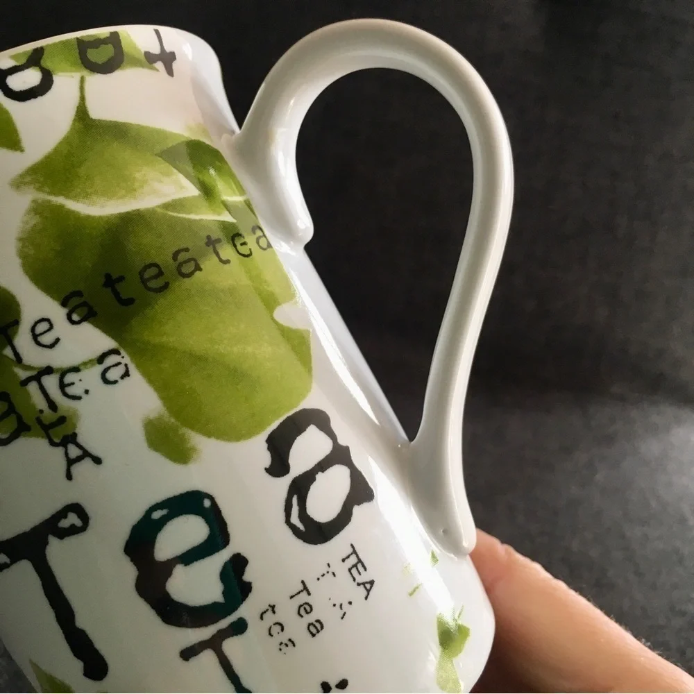 Artistic Tea Mug, White, Green, 10 oz